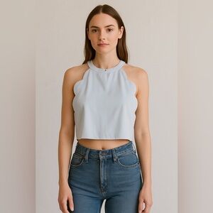 A.L.C. Light Blue Scalloped Tank Top